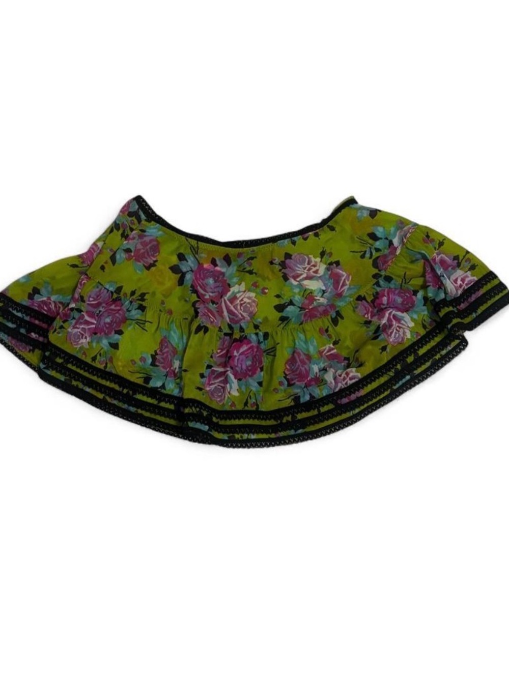 Betsey Johnson Vintage Gypsy Rose Green Floral Swim Skirt Coverup